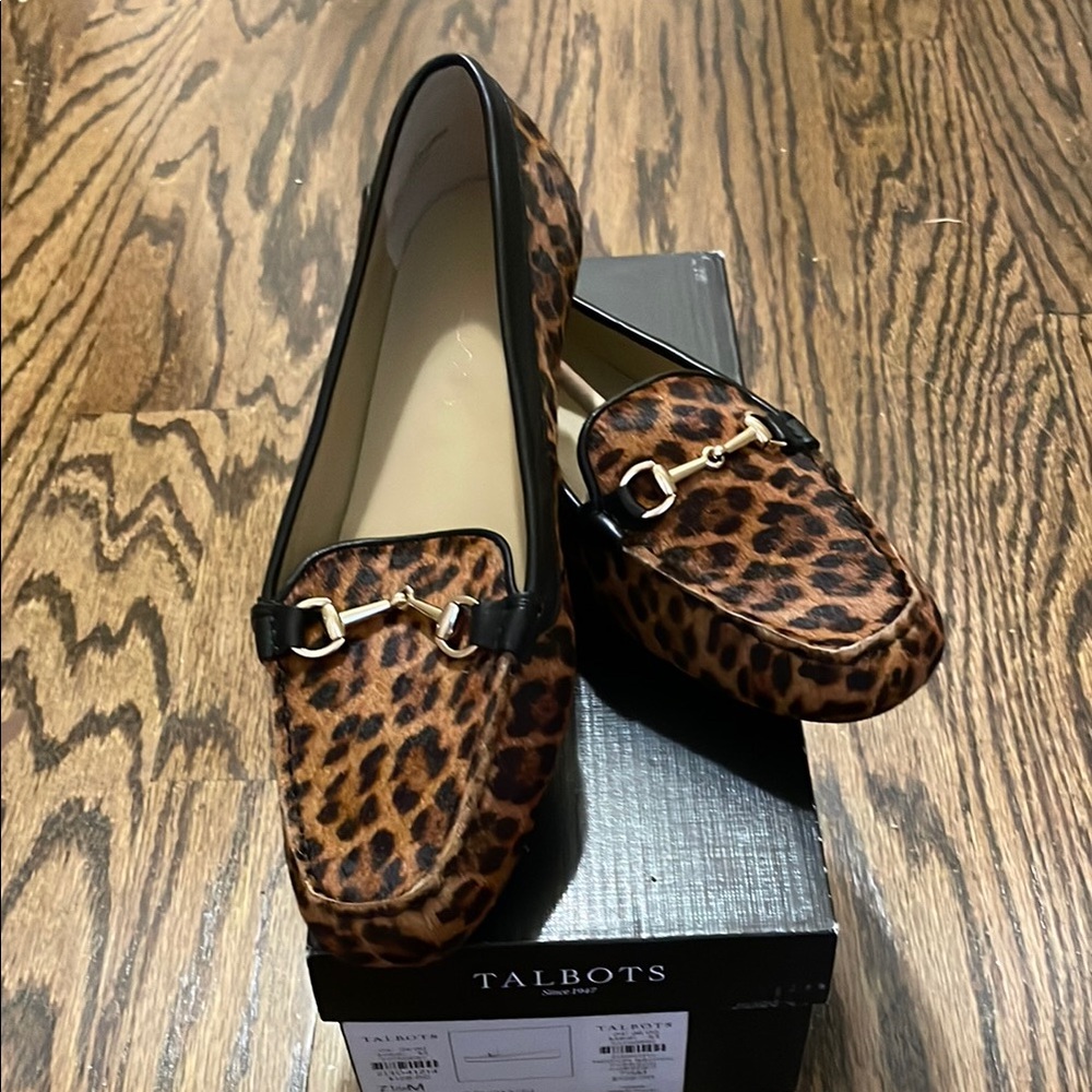 Talbots Leopard Print Brown & Black Loafers